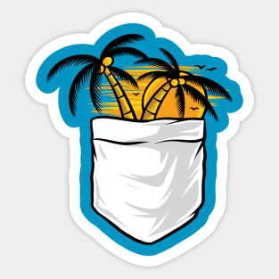 Tropical Palm Summer In Pocket Sticker